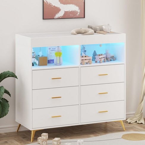 Baby Changing Table Dresser with LED Lights