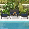 Tangkula 4 Pieces Outdoor Patio PE Wicker Sofa w/ Tempered Glass Coffee Table for Porch & Backyard - 2 of 4