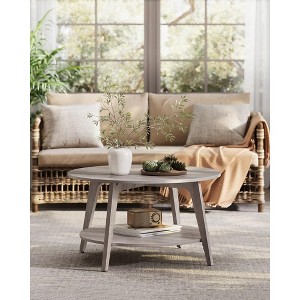 2 - Tier Round Coffee Table with Storage - 31.5 x 17.7 Inches, Easy to Assemble for Living Room - 1 of 4