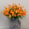 Attop 8 Bundles Artificial Flowers for Outdoors Faux Mums UV Resistant Plastic Fall Plants Orange Daisy Bulk for Home Decor Orange - 3 of 4
