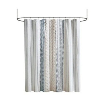 LunaLulinlk Cotton Printed Shower Curtain with Chenille