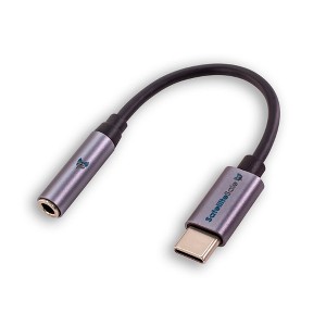 SatelliteSale Universal USB Type C Audio and Power Adapter Male to Female Black And White PVC Converter - 1 of 4