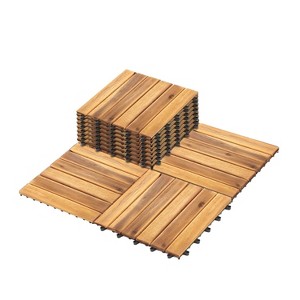 IULULU Interlocking Deck Tiles, All-Weather Wood Flooring for Indoors & Outdoors - 1 of 2