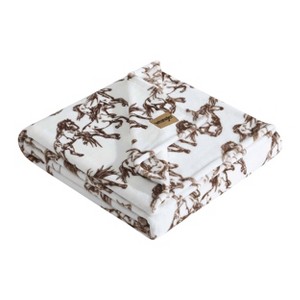 Wrangler 50"x70" Mustangs Throw Blanket Brown - 1 of 4