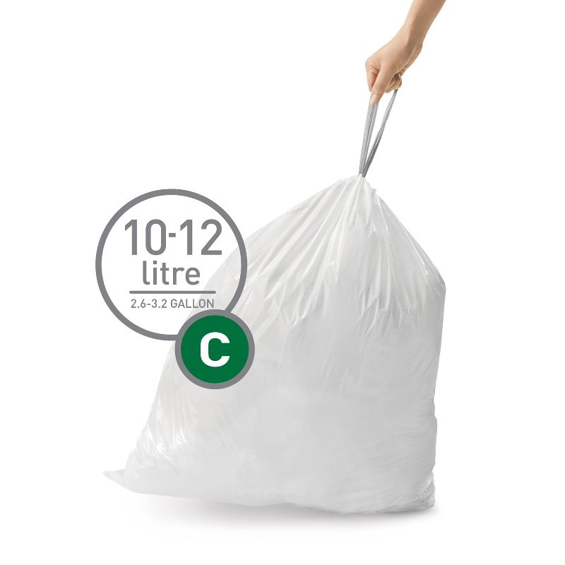 simplehuman 10L-12L Code C Custom Fit Trash Bags Liner White, 2 of 5