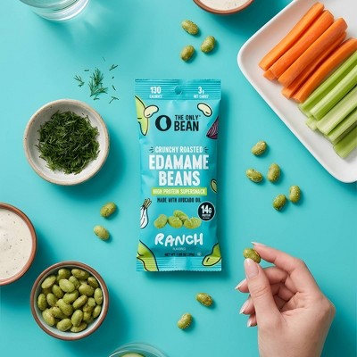 The Only Bean Crunchy Roasted Edamame Snacks Individually Wrapped High Protein Ranch - 8.4oz/8pk