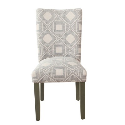 High Upholstered Faux Leather Parsons Side Chair in Woven Charcoal