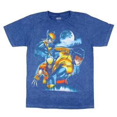 Marvel Men's Wolverine 3 Pose Moon and Forest Adult Short Sleeve T-Shirt
