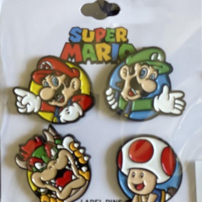 Super Mario, Luigi, Browser, & Toad 4-pack Lapel Pins : Target