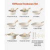 VEVOR 19 Piece Pots and Pans Set Nonstick, Granite Cookware Set, Induction Cookwares, Kitchen RV Cooking Sets with Frying, Sauce, Saute, White - 3 of 4