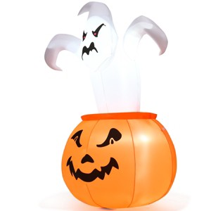 Tangkula Halloween Decoration 6 FT Blow-up Inflatable Ghost in Pumpkin W/ LED Bulbs Yard - 1 of 4