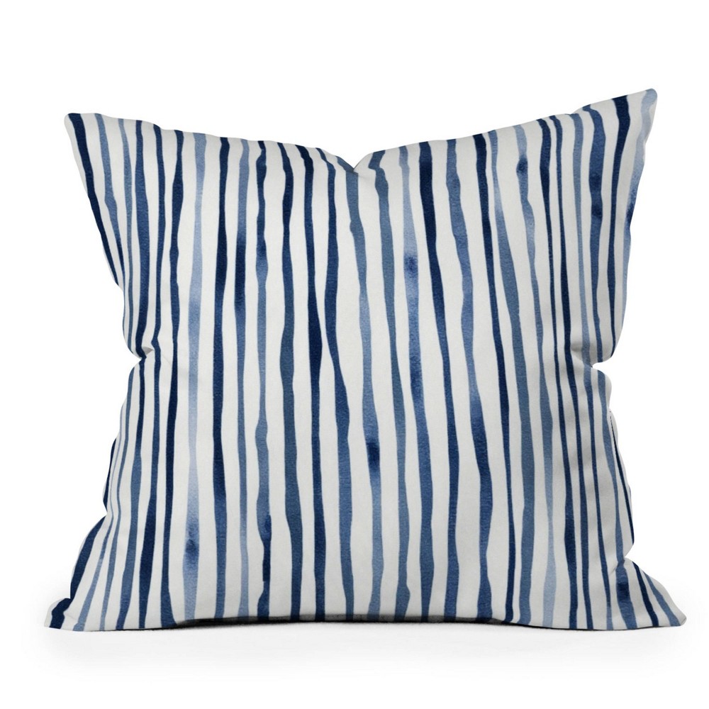 Photos - Pillow Deny Designs 18"x18" Laura Trevey Blue Watercolor Stripe Square Indoor Throw 