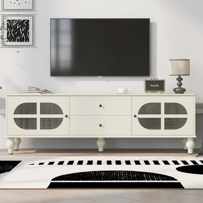 Entertainment Center For TVs Up To 75 Inch,68''Modern Minimalist TV Stand With Fluted Glass Doors And Five Solid Wood Legs -Maison Boucle