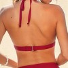 Women's Solid Red Whipstitch Trim Halter Tie Bikini Top - Cupshe - 2 of 4