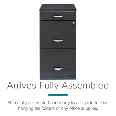Charcoal 3-Drawer Lockable Mobile Metal File Cabinet