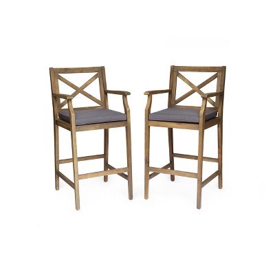 TOAOTBNBOB Wood Counter Height Barstools, Modern Stools with Cross-back Design, Kitchen Island Bar Chairs with Soft Cushions