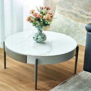 TiramisuBest Modern 19.7" Round Side Table, Tempered Glass Top with Matte Black Metal Base for Living Spaces - 1 of 4