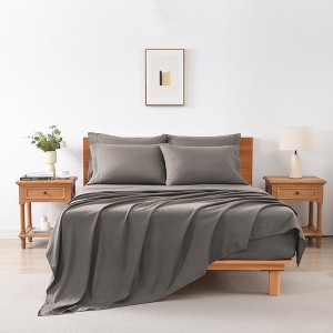 Marcielo 4/6 Pcs Soft Solid & Embroidery Bed Sheets Set - 1 of 4