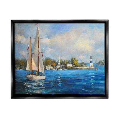 Stupell Industries Sailboats Ocean Landscape Framed Floater Canvas Wall Art