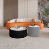 Kumasinova Modern Round Coffee Table with Light Marble Top,18"/30" PU Leather Center Table with Cylinder Shape,Side Table for Living Room Furniture - 4 of 4