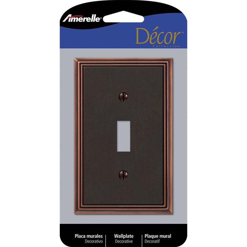 Amerelle Metro Aged Bronze 1 gang Die-Cast Metal Toggle Wall Plate 1 pk, 1 of 2