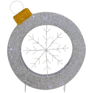 Northlight LED Lighted Silver Tinsel Ornament with Snowflake Outdoor Christmas Decoration - 21.5" - 1 of 4
