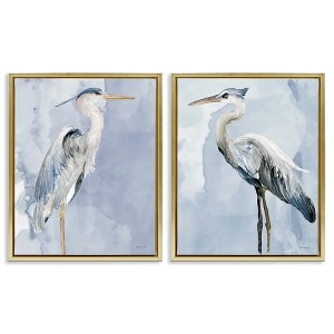 Stupell Industries Heron Birds Standing Blue Sky 2pc Floating Frame Art Set, Gold, 17" x 21" - 1 of 4
