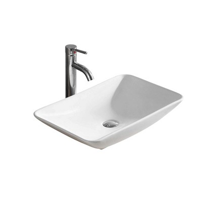 White Rectangular Ceramic Vessel Bathroom Sink
