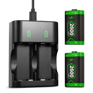 Insten 2 Pack 2600mAh Rechargeable Battery Pack for Xbox Series X/ S / Xbox One Controller with Charging Station & USB C Cable - 1 of 4
