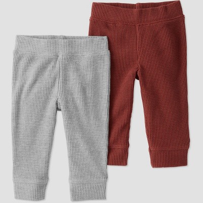 Image of Baby 2pk Organic Cotton Pants - little planet by carter's Gray/Copper 3M