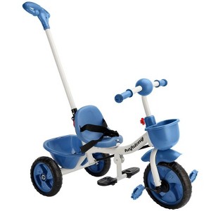 Topteng Kid Steer and Stroll Trike - Blue: Adjustable Handlebar, Steel Frame, Front & Back Basket - 1 of 4