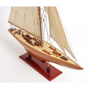 HomeRoots 31" Wood Brown Endeavour Yacht Hand Painted Sculpture - 1 of 4