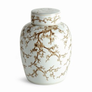Plum & Post Province Empress Lidded Ginger Jar - Brown & White Ceramic - 1 of 4