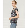 INSPIRE CHIC Women's Chiffon Ruffle Sleeve Square Neck Floral Print Blouse - 4 of 4