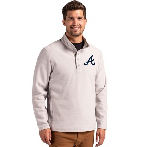 Atlanta Braves Cutter & Buck Hunts Point Eco Textured Fleece Recycled Mens Snap Pullover - 1 of 1
