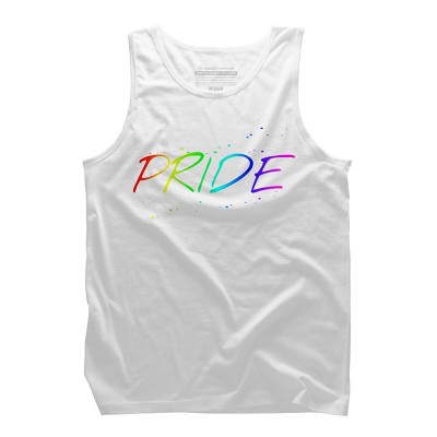 Design By Humans Sleek Pride Rainbow Text By Kasparovx Tank Top - White - Medium