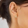 14K Gold Plated Triple Huggie Illusion Stud Earrings | Double Huggie Hoop Earrings for One Hole | Gold Hoop Earrings for Women - 2 of 4
