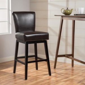 Swivel Counter Height Upholstered Bar Stool,Dining Room Bar Chairs With Rubberwood Legs,Counter Height Kitchen Chairs-Cuddlewood - 1 of 4