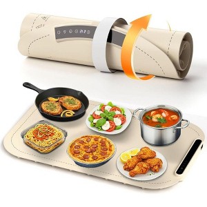 Electric Warming Mat, 7 Temp Levels (104°F-212°F), 250W, 5H Timer, Child Lock, Roll-Up Buffet Warmer for Home & Parties, White - 1 of 4