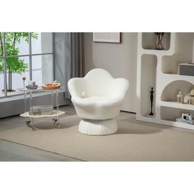 Linen Swivel Armchair with 360-Degree Rotation, Built-In Storage and Wide Upholstered Seat