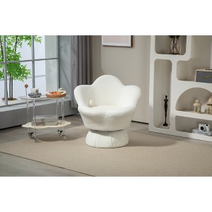 Linen Swivel Armchair with 360-Degree Rotation, Built-In Storage and Wide Upholstered Seat - 1 of 4