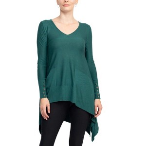 EG PRO V-Neck Long Sleeve High Low Hem Knit Top - 1 of 4
