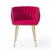 Vynxaria Modern Velvet Dining Chairs Set of 2 with Golden Metal Legs - 3 of 4