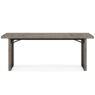 Lirago, Gray Rectangular Dining Table for 6 People-Farmhouse Style, Dining & Multi-Purpose Use