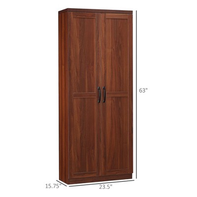 Brown Recessed Panel 63" Tall Kitchen Pantry Storage Cabinet
