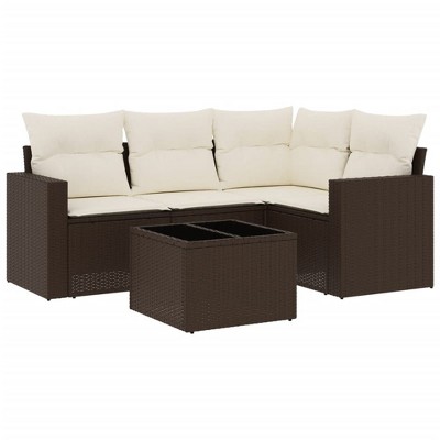 vidaXL Garden Sofa Set Brown