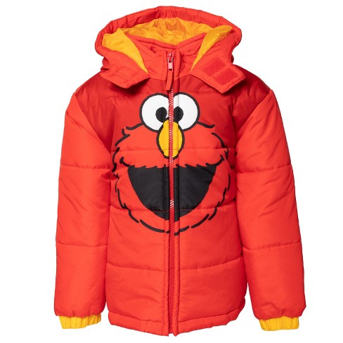 Sesame Street Toddler Boys Winter Coat Puffer Jacket Red 3T