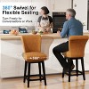 Vipbear 26/30 In Counter Height Swivel Barstool with Back,Modern Fabric Swivel Barstools Chair for Kitchen Island,Pub Upholstered Solid Wood Legs - 3 of 4