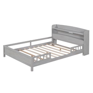 NicBex Full/Twin Size Platform Bed with Storage Headboard,Built-in LED Lights and Guardrail for Adults/Boys/Girls - 1 of 4