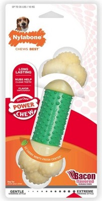 Nylabone Power Chew Double Action Barbell Bone Chew Toy, Durable Dog Toys, Bacon Flavor, X-Large/Souper (1 Counts